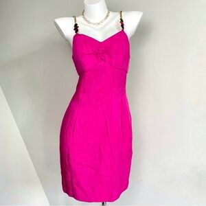 90s Vintage Hot Pink Rhinestone Straps Dress
